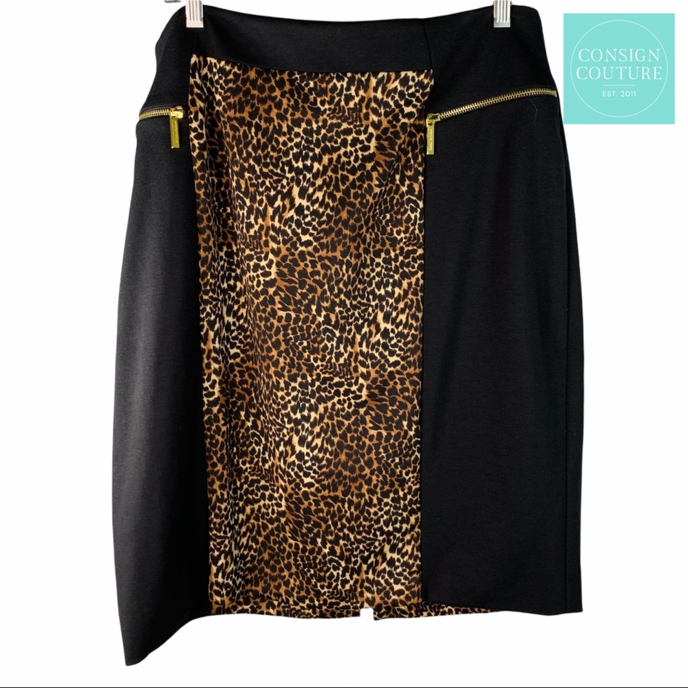 Michael Kors Cheetah Print Panel Pencil Skirt